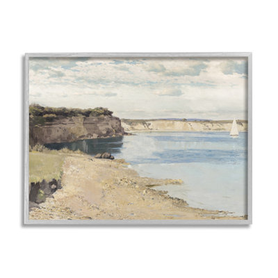Still Still Oceanside Falaises et un voilier, peinture