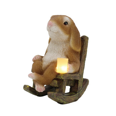 Resin Bunny in Chair with Led, Figurines, Brown, Resin, Tabletop, Living Room, Spring, Home Decoration, Light Up LED