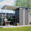 Remise de rangement avec pavillon de jardin à toit rigide, remise extérieure en métal 2 en 1 et combo de pergola, gris