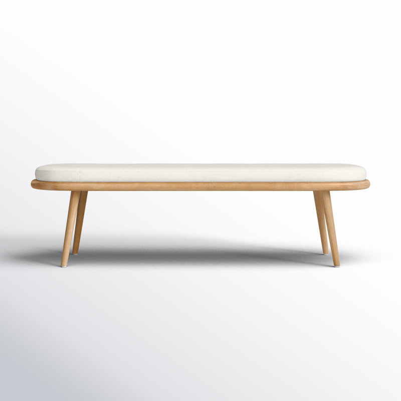 Echo Upholstered Bench, Light Gray/Brown