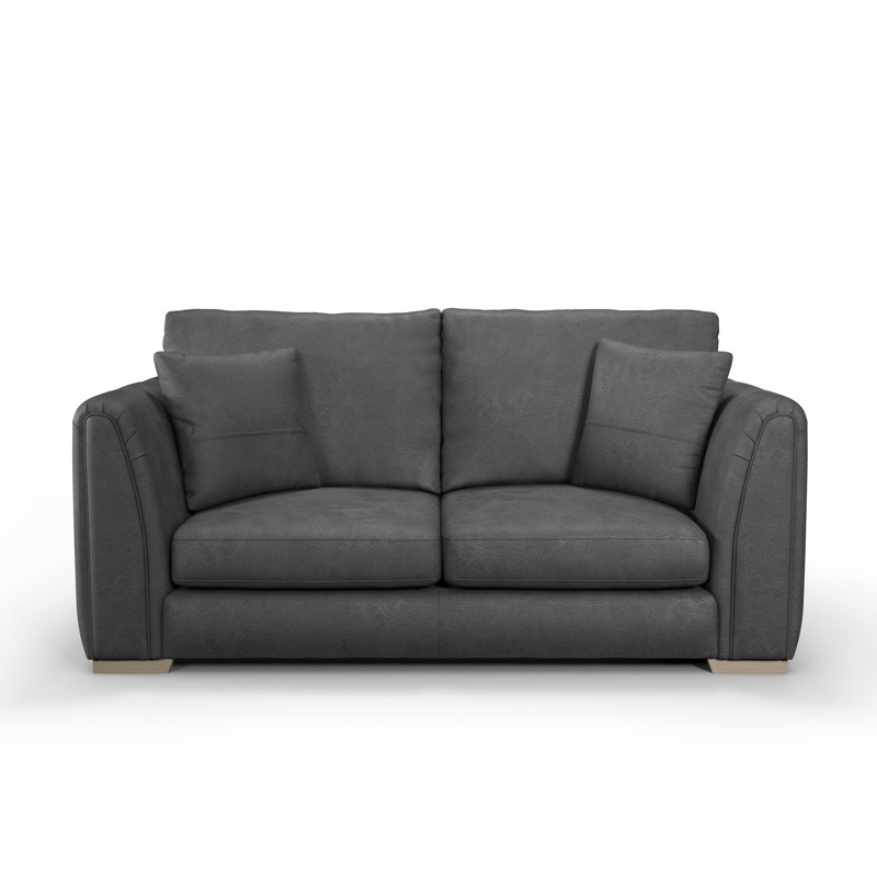 Bablu 3 Seater Faux Leather Sofa , Charcoal, 2