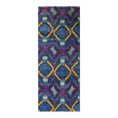 Hilla One-of-a-Kind 4' 1" X 10' 1" 2010s Runner Wool Area Rug in Blue