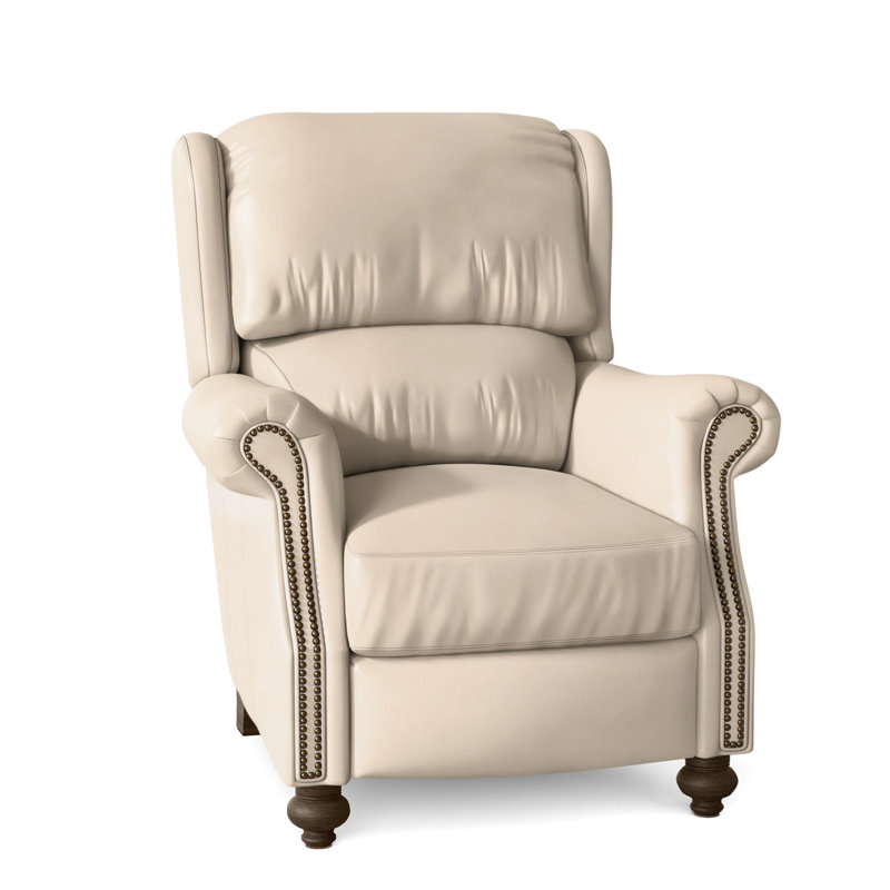 Fauteuil inclinable de 37 po Bancroft, Naturel français, Pavées, Cuir véritable gris clair délavé Aline