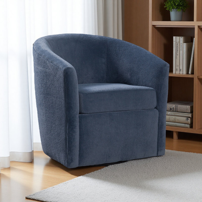 Fauteuil d'appoint pivotant en tissu performant, Bleu marine