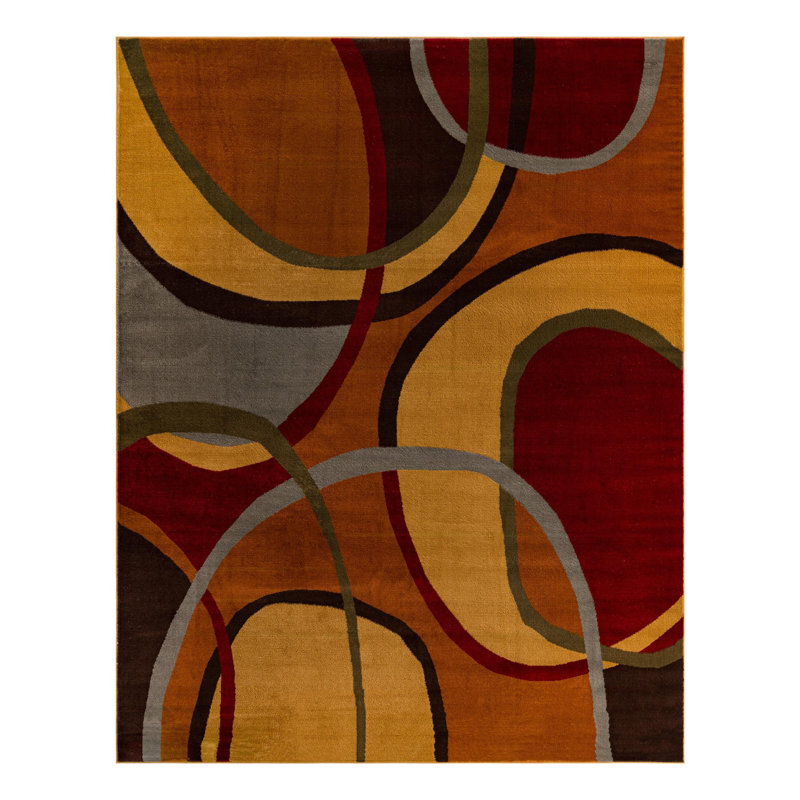 Cafe Performance Brown/Red/Gray Rug, Rectangle 7'10" x 10'