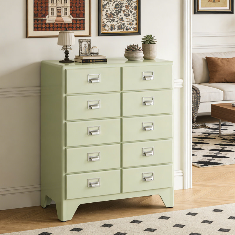 Multi-functional drawer solid-color accent chest, 37.8" H x 30.71" W x 15.75" D, Light Green