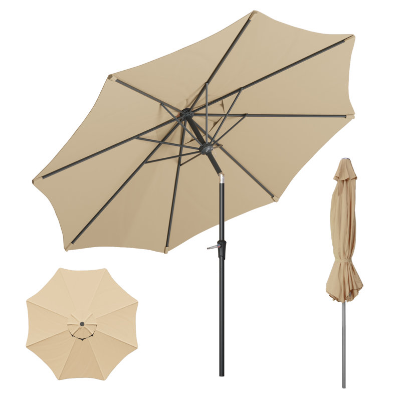 Parasol de marché 120 po, octogonal, beige, H 91,2 po x l 120 po x P 120 po, Beige
