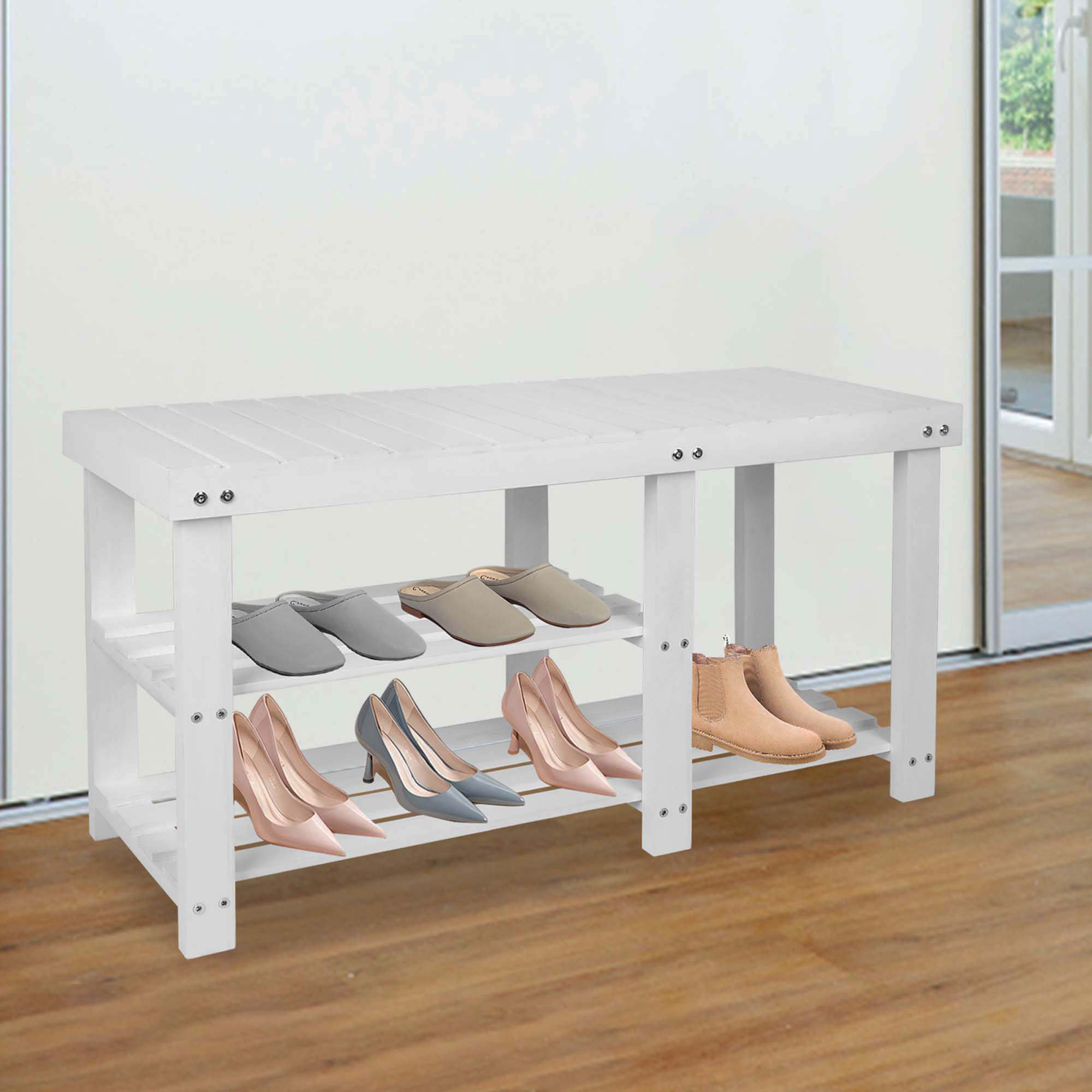 Millwood Pines 3 Tier 10 Pair Wood Shoe Rack & Reviews | Wayfair