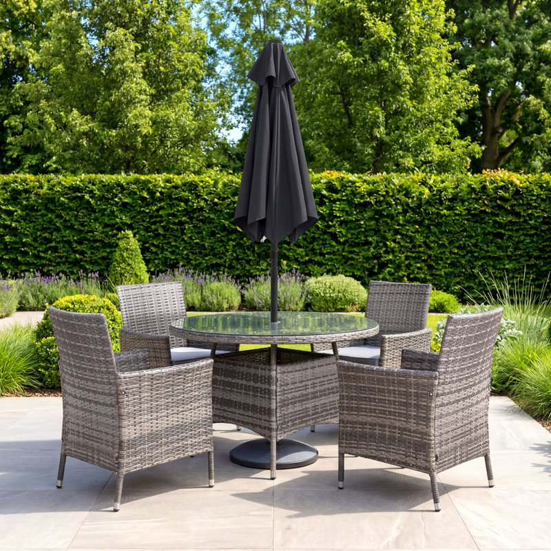 200 cm W X 200 cm D Hexagonal Market Parasol with Crank Lift, Black