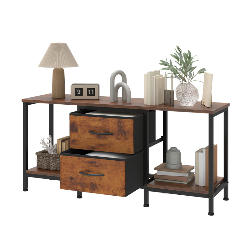 Unfinished TV Stand for TVs up to 49", Brown/Black