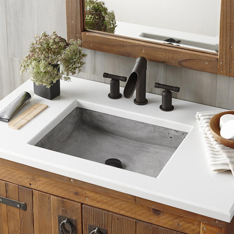 Nipomo Stone Handmade Rectangular Undermount Bathroom Sink, Sand