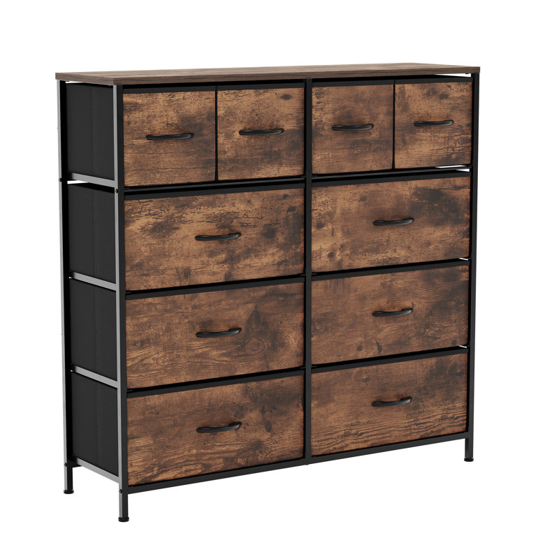 Chorley 10 Drawer Fabric Drawer Chest, Rustic Brown, UKFR Certified