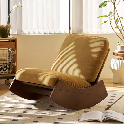 Chaise berçante confortable, fauteuil oscillant rembourré de haute qualité, structure en bois massif, parfaite pour une chaise de lecture d'appoint à réglages multiples pour la chambre à coucher, le salon, la chambre de bébé