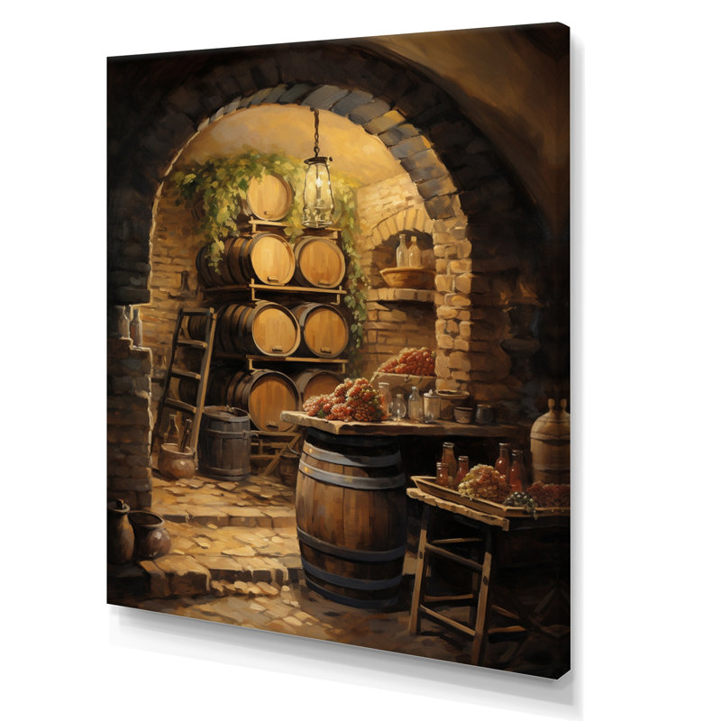 «French Wine Cellar I», reproduction d'art sur toile Champagne, H 32 po x l 16 po x P 1 po, Toile tendue