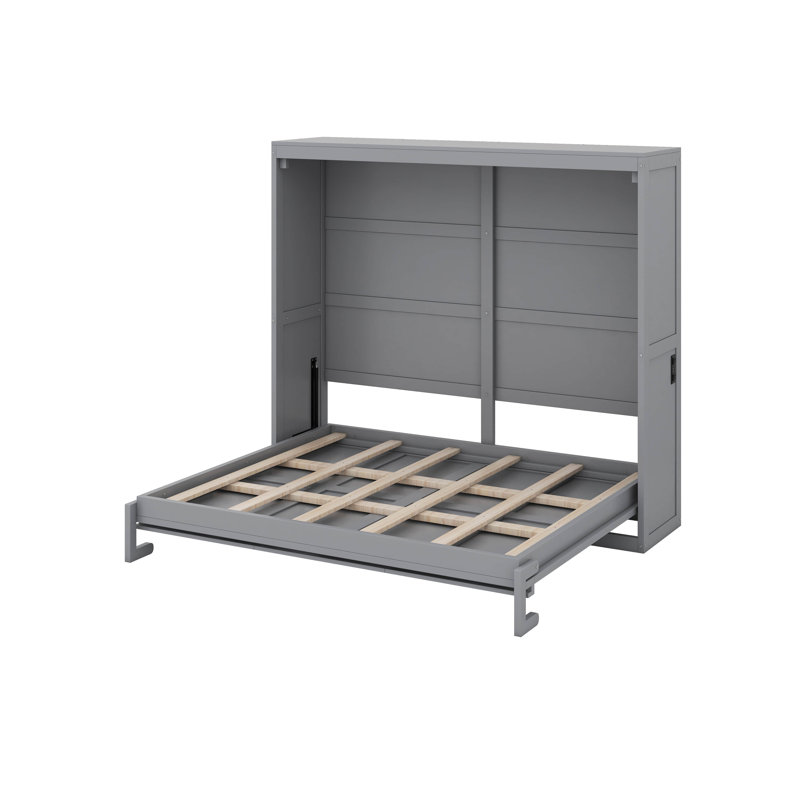 Lit escamotable double, Gris, Lit double