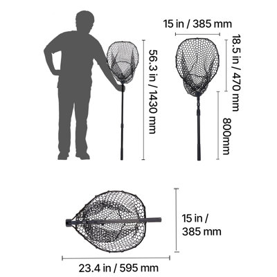 Filet de pêche, filets de débarquement pliables avec poignée télescopique, équipement de pêche portatif en aluminium 6063 léger et robuste, filet en silicone souple adapté aux poissons, pour kayak, bateau, berge, étang, cadeaux pour hommes