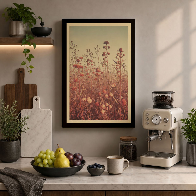 Wildflower Field at Dawn Japandi - Wrapped Canvas, 36x24 - 91.4 x 61.0 cm, White Border