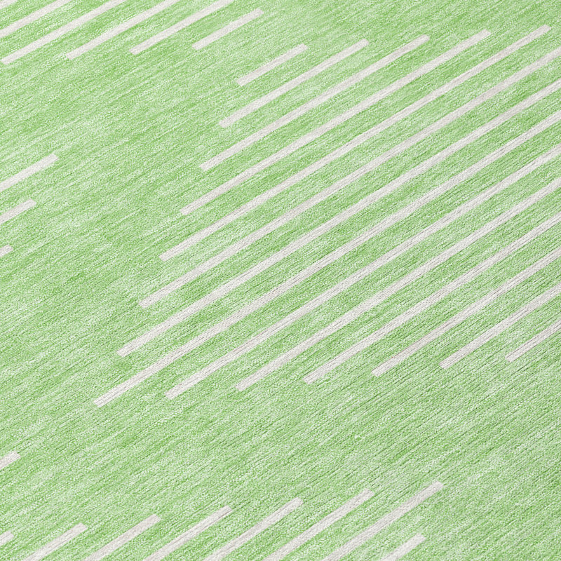 Mint Green Geometric Diamond Washable Synthetic Rug
