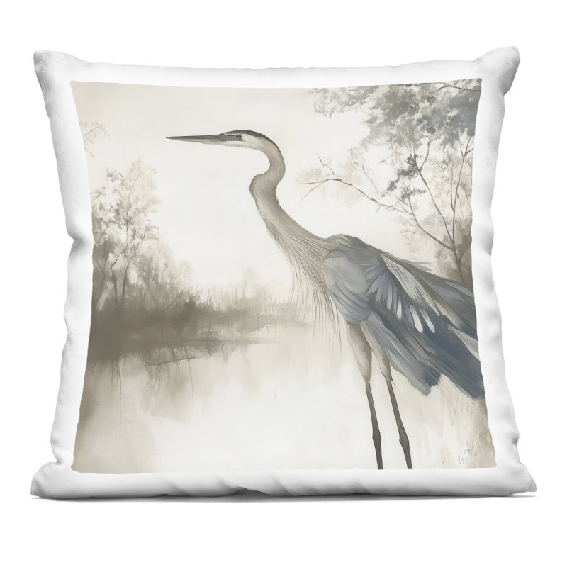 Coussin décoratif Graceful Heron on Water par Mona Grace