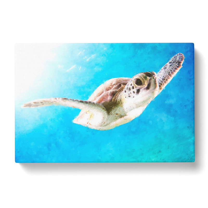 Green Turtle Painting - Wrapped Canvas, 40cm H x 60cm W x 3cm D