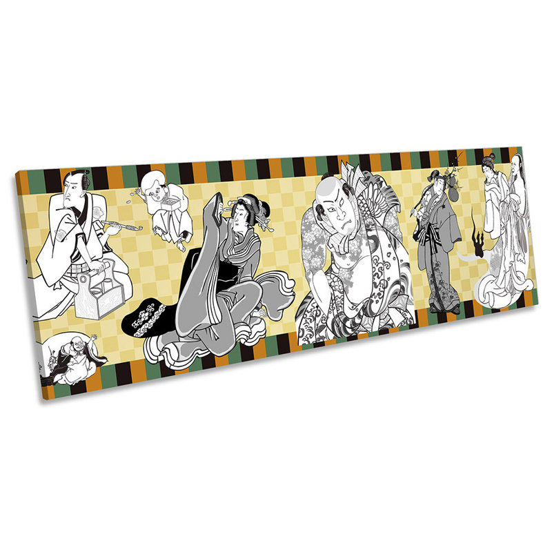 Japanese Asian Samurai Panoramic - Wrapped Canvas Panoramic Print, 40.64cm H x 121.92cm W x 2cm D