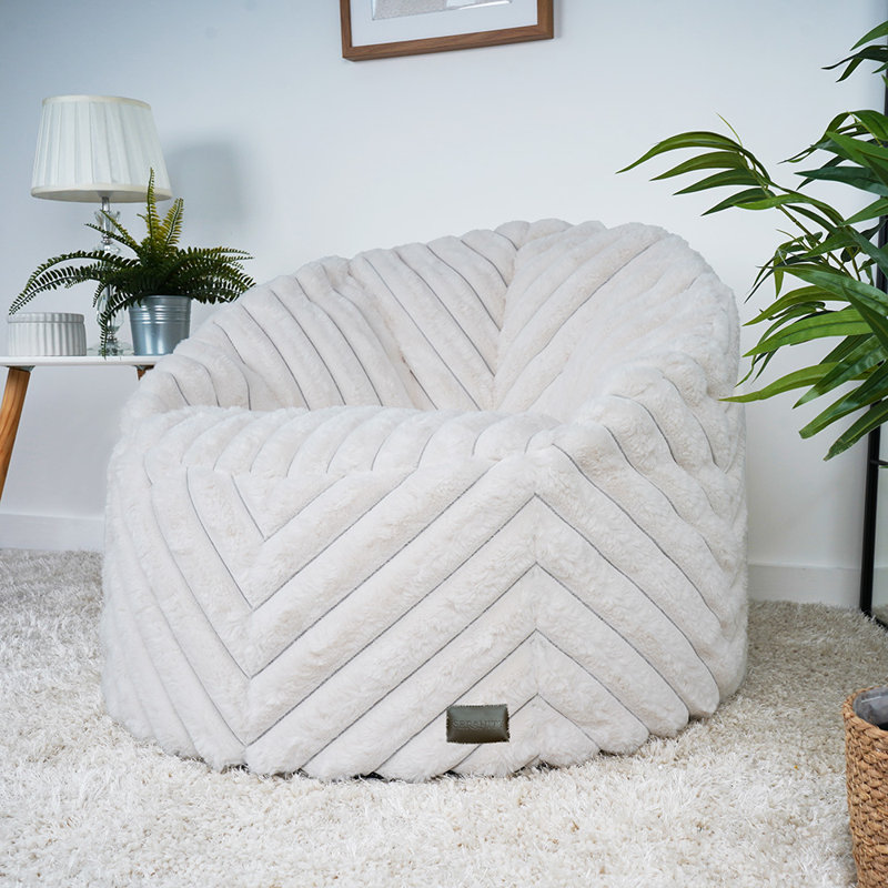 Polyester Refillable Bean Bag Chair, Ivory