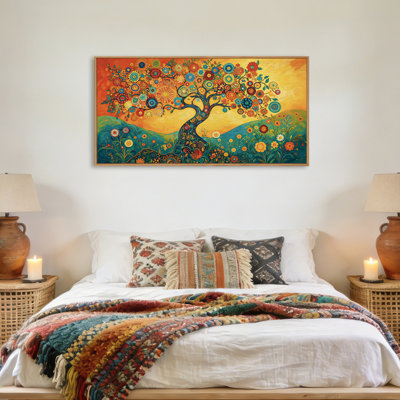 Art texturé sur toile texturé, arbre de vie texturé, paysage spirituel vibrant pour le bureau de la chambre à coucher, 20 po x 40 po