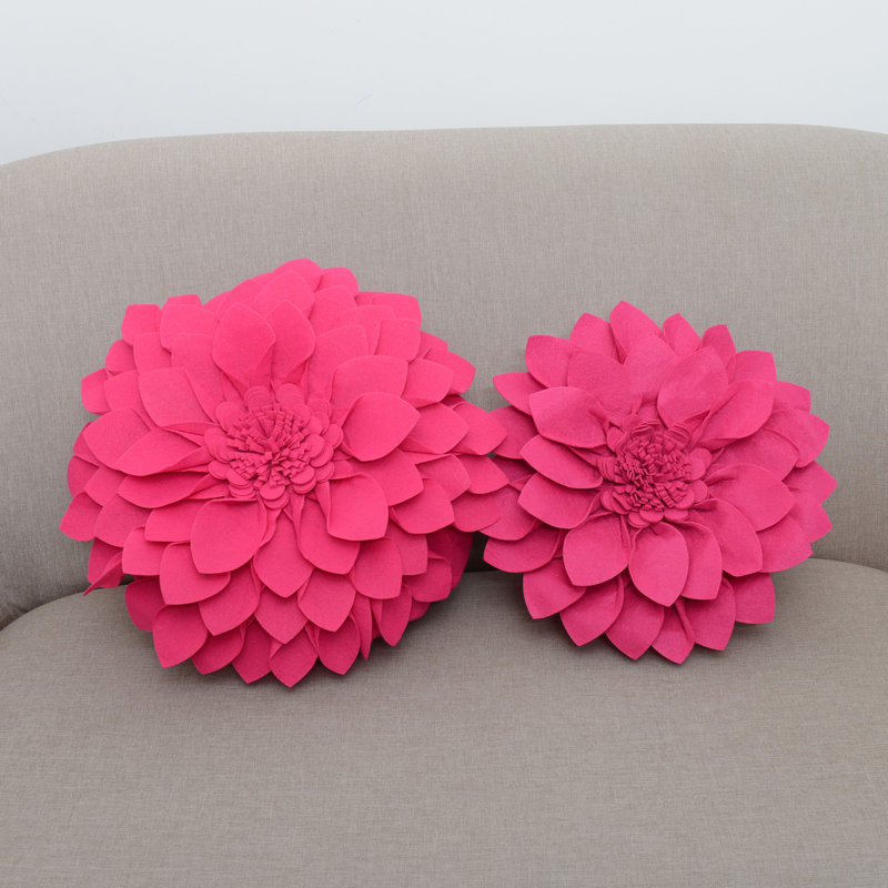 Fleur De Jardin Collection Ruffled Throw Pillow, 16" x 16", Fuchsia