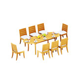 9 Pcs Grade-A Teak Wood Dining Set: 94" Double Extension Oval Table And 8 Atnas Armless Chairs #11AT2200