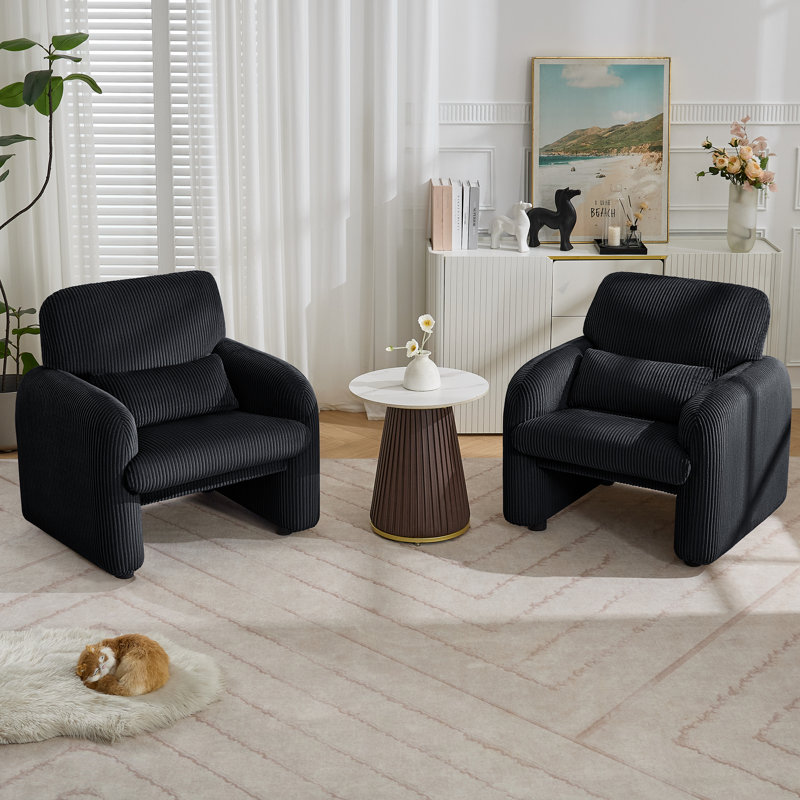 3 - Piece Corduroy Living Room Set, Black
