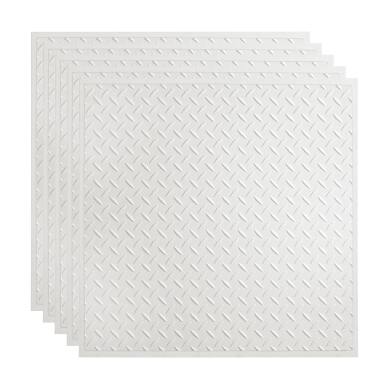 Panneau de plafond décoratif en vinyle 2 pi x 2 pi FASÄDE, Blanc lustré