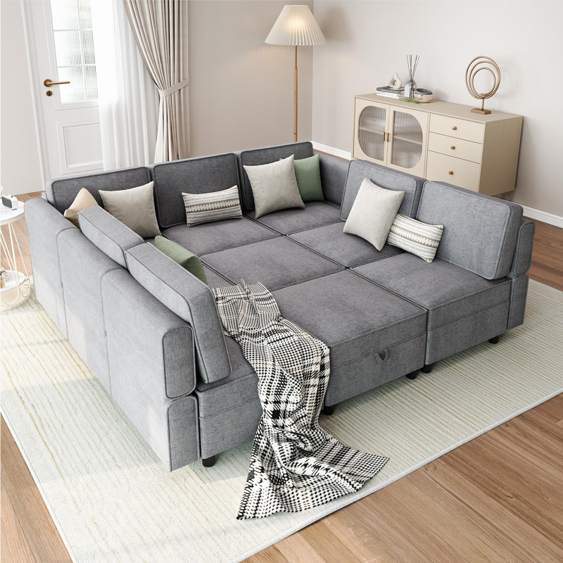 Canapé modulaire modulaire avec méridienne et rangement 9 places