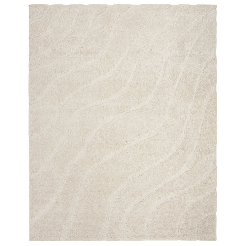 Ashal Abstract Cream Area Rug, Rectangle 8' x 10', Cream