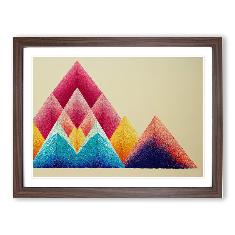 Geometric Pyramids Vol.6 Abstract - Framed Print, 46cm H x 64cm W x 2cm D, Walnut