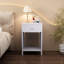 Table de chevet moderne avec tiroir et tablette ouverte, table de chevet festonnée pour chambre à coucher, table d'appoint minimaliste mignonne pour chambre d'enfant ou de fille