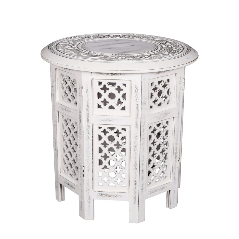 Abbeyville Frame End Table, White, 45cm H x 45cm W x 45cm D