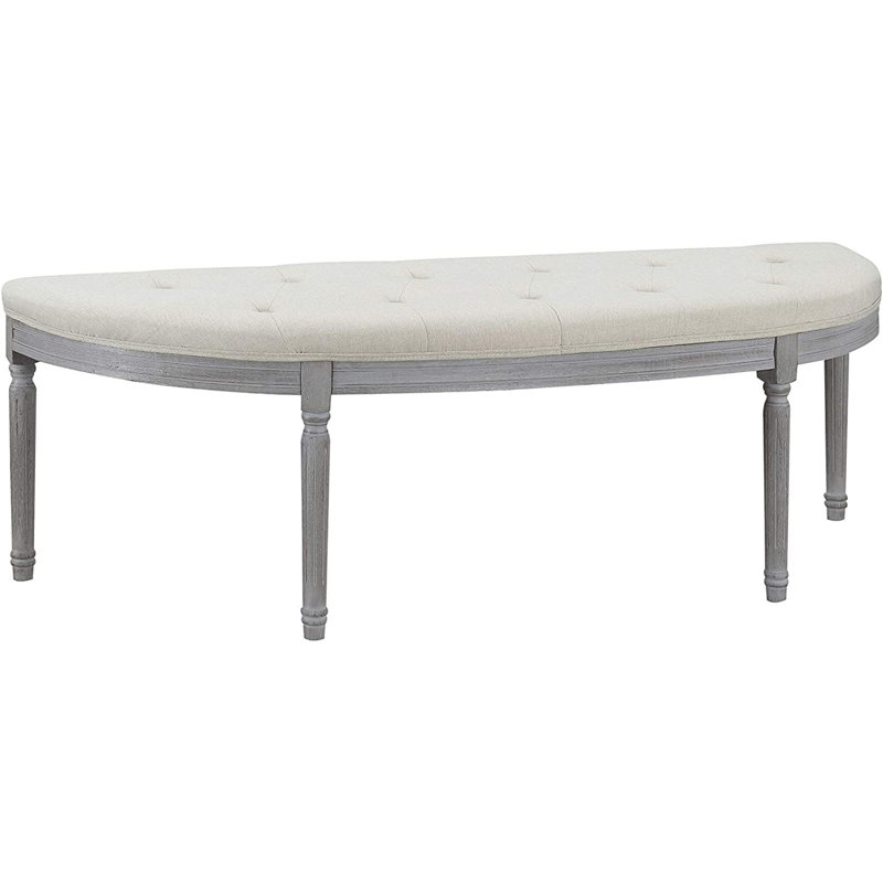 Banc rembourré capitonné beige clair Coastal