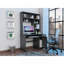 Bureau avec huche, tablettes multiples, plateau à clavier rétractable, panneau de porte pour unité centrale, tiroir, chêne gris-450629858