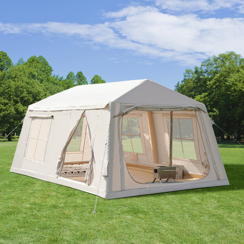 Inflatable Tents For Camping, Blow Up Tent With Hand Pump, Hot Tent With Stove Jack, Easy Setup, 8 Person