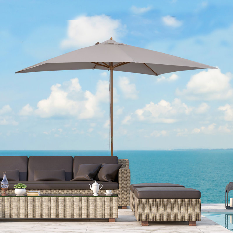 Parasol de patio, parasol d'extérieur Sun avec nervures en bambou pour le jardin, Gris clair