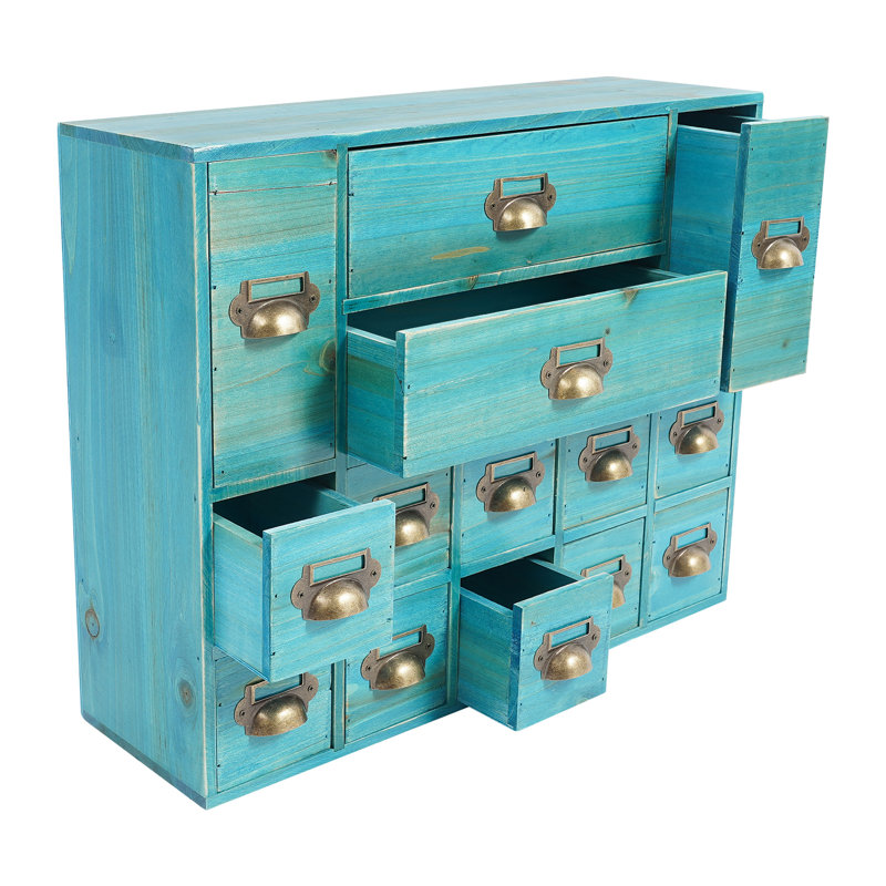 14 Slot Drawer Storage Box Drawers Storage Cabinet Storage Cabinet With 14 Drawers, Blue