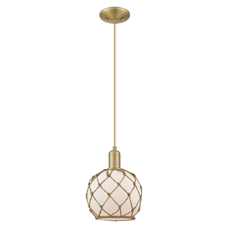 Arcadia - Ametra - Mini-luminaire suspendu à cordon 1 lumière 10 po, H 12,83 po x l 10 po x P 10 po, Laiton brossé