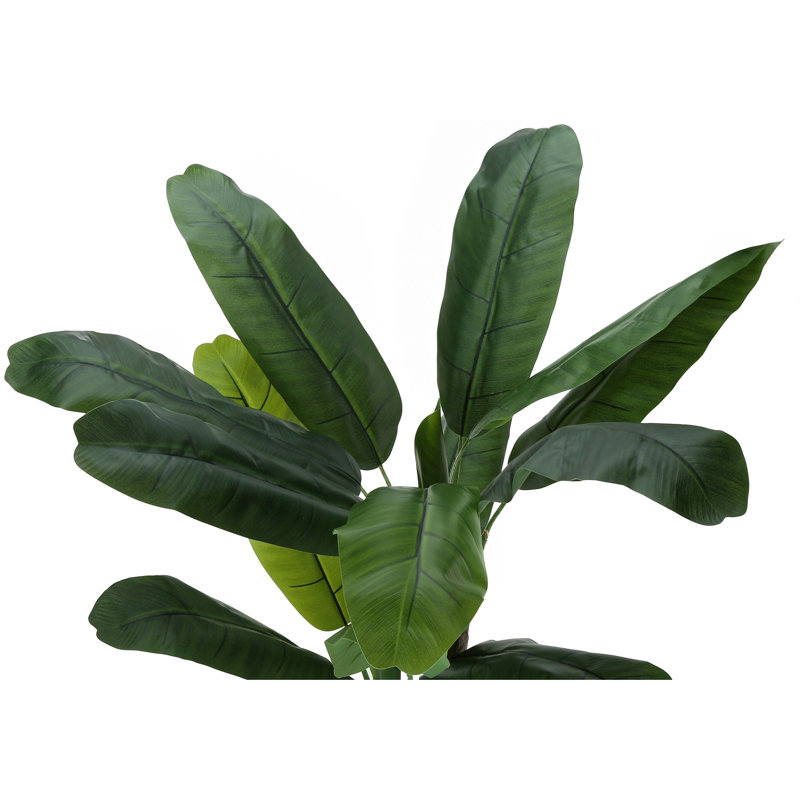 Banane artificielle de 55 po de hauteur pour espace intérieur - Real Touch en pot noir, verdure décorative et objet