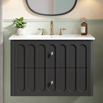 30'' Wall-Mounted Bathroom Vanity With Ceramic Sink