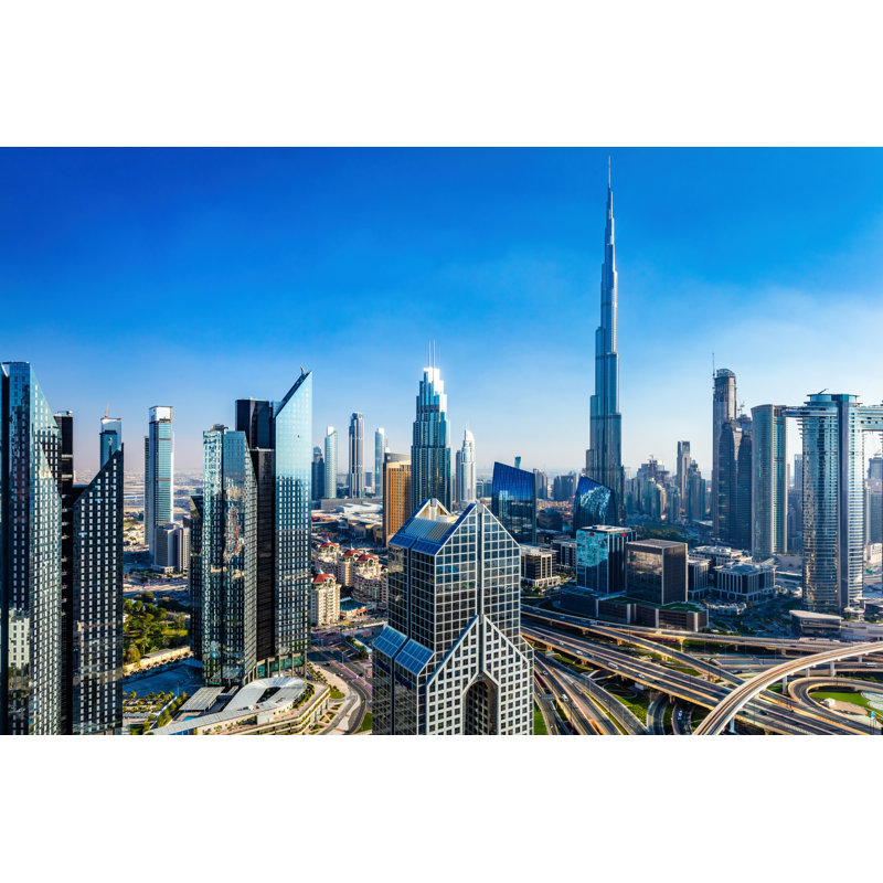 «Duru dubai Business Skyscrapers» - photographie sur toile tendue, H 20 po x l 30 po