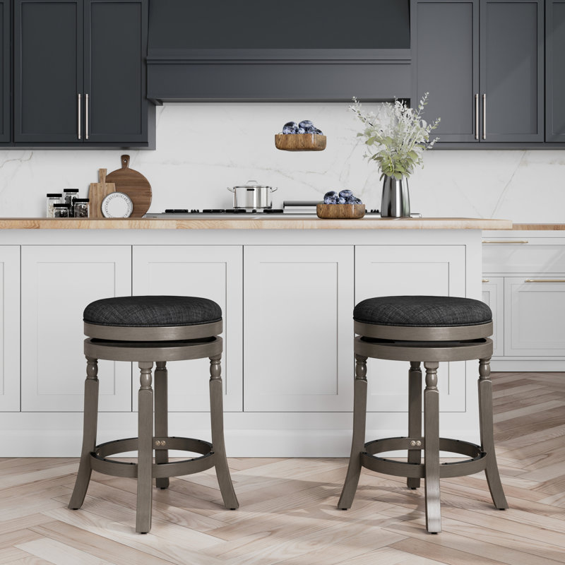 Tabouret de comptoir gris vieilli de 24 po avec siège gris anthracite