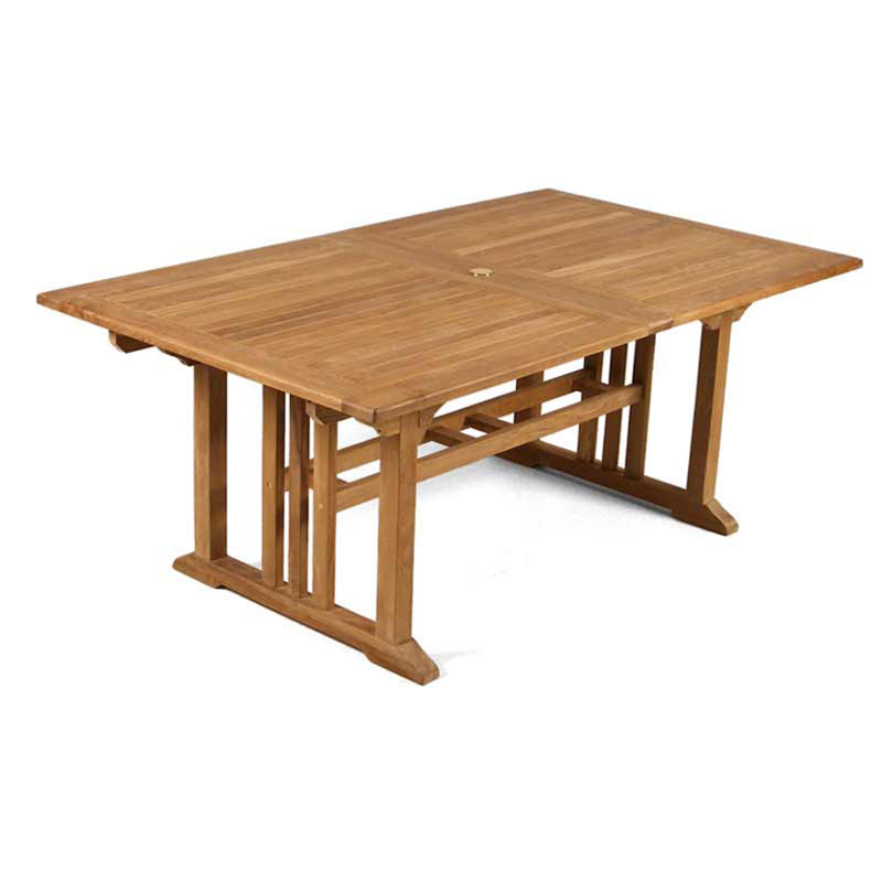 Shania Rectangular Teak Extendable Outdoor Dining Table With Umbrella Hole , 508cm cm W 110cm cm D