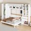 Grand lit escamotable mural avec placard, tiroirs et tablettes, blanc-407737872-407737871