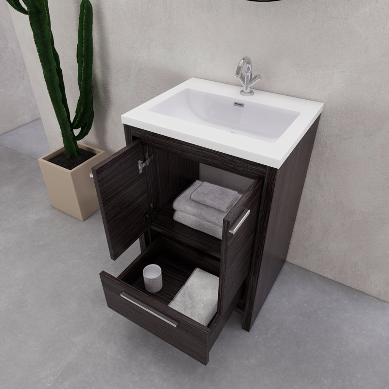 Ensemble de meuble-lavabo simple 23,6 po Eden, Gris foncé