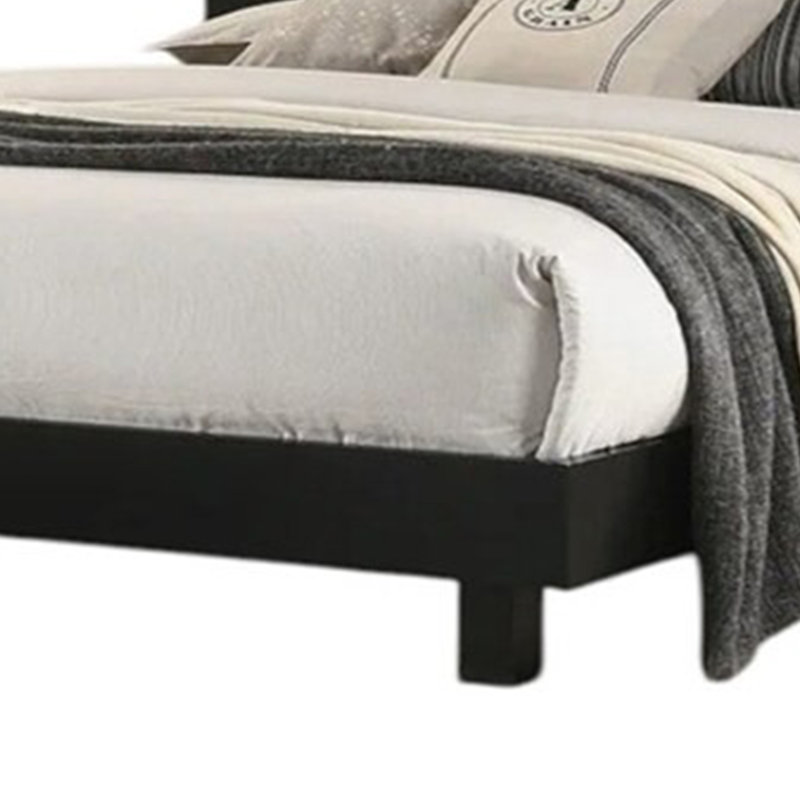 Lit double avec DEL Yoki, bordure dorée en acrylique, cadre noir, Noir / doré, Double